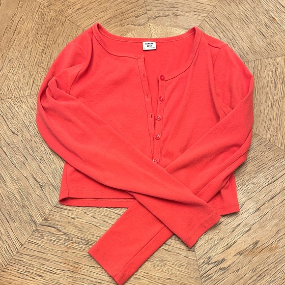 Sunday Best Cropped Vibrant Red Button-Up Cardigan - Picture 1 of 2